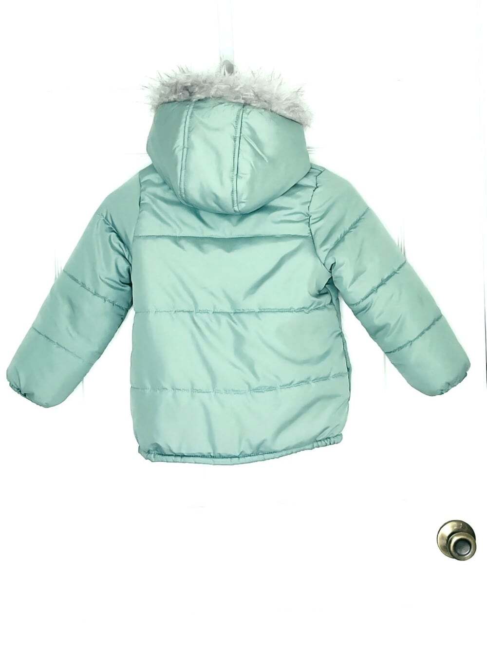 London Fog Girls Faux Fur Trimmed Hooded Puffer Jacket size M (5/6) Fleece Lined - Picture 2 of 8